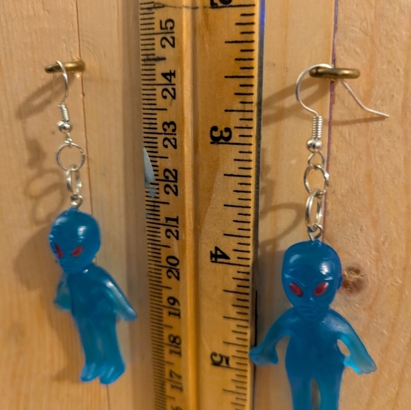Blue Alien Earrings - Picture 3 of 4